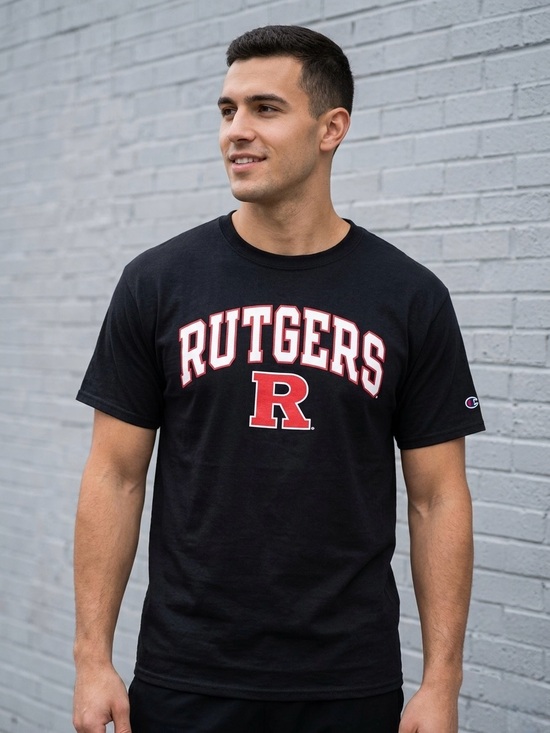 Champion Other - Champion Rutgers University Scarlet Knights Black Arched Logo T-Shirt Size XL